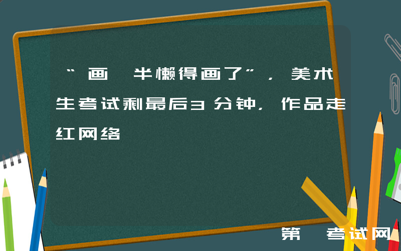 “画一半懒得画了”，美术生考试剩最后3分钟，作品走红网络
