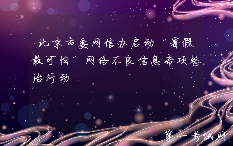 北京市委网信办启动“暑假最可怕”网络不良信息专项整治行动