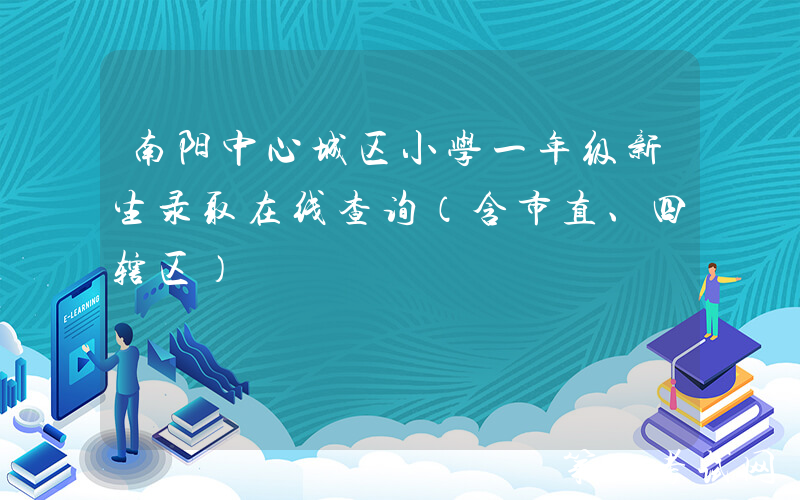 南阳中心城区小学一年级新生录取在线查询（含市直、四辖区）