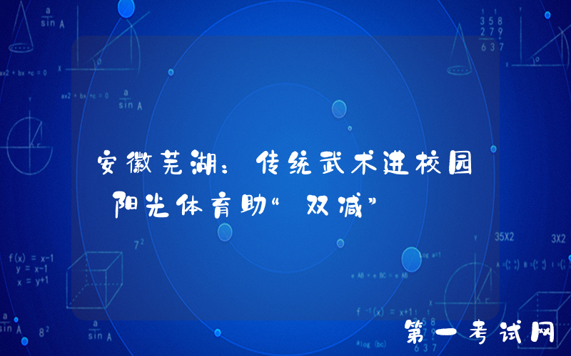 安徽芜湖：传统武术进校园 阳光体育助“双减”