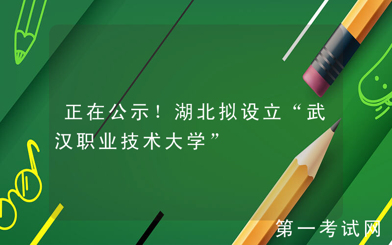 正在公示！湖北拟设立“武汉职业技术大学”