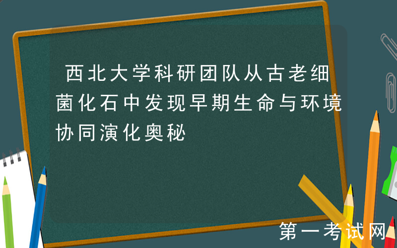 西北大学科研团队从古老细菌化石中发现早期生命与环境协同演化奥秘