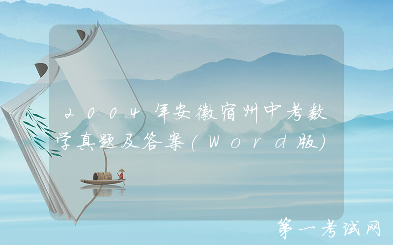 2004年安徽宿州中考数学真题及答案(Word版)