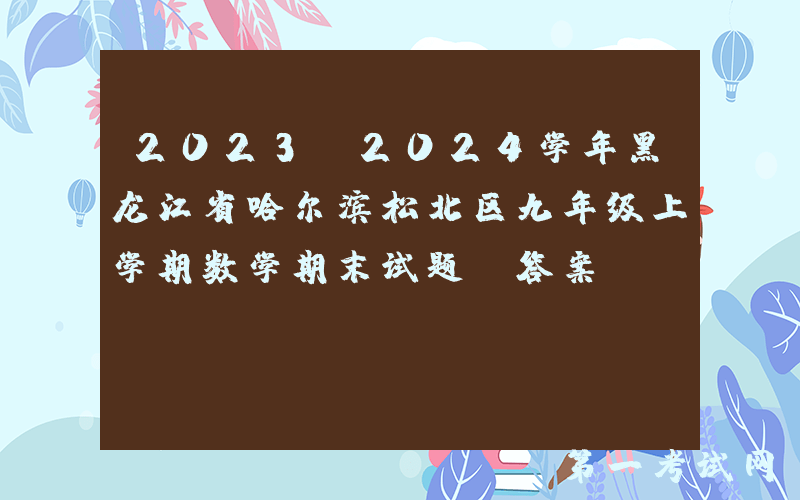 2023-2024学年黑龙江省哈尔滨松北区九年级上学期数学期末试题及答案(Word版)