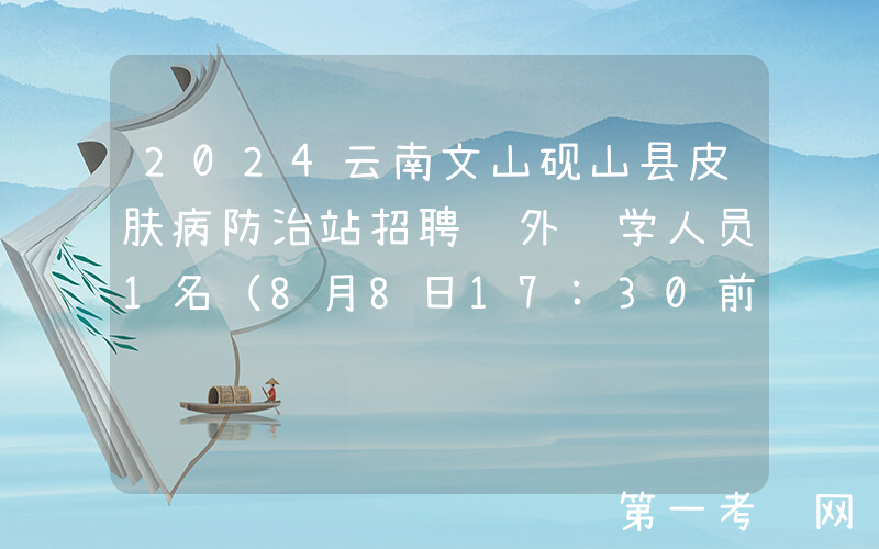 2024云南文山砚山县皮肤病防治站招聘编外药学人员1名（8月8日17:30前报名）