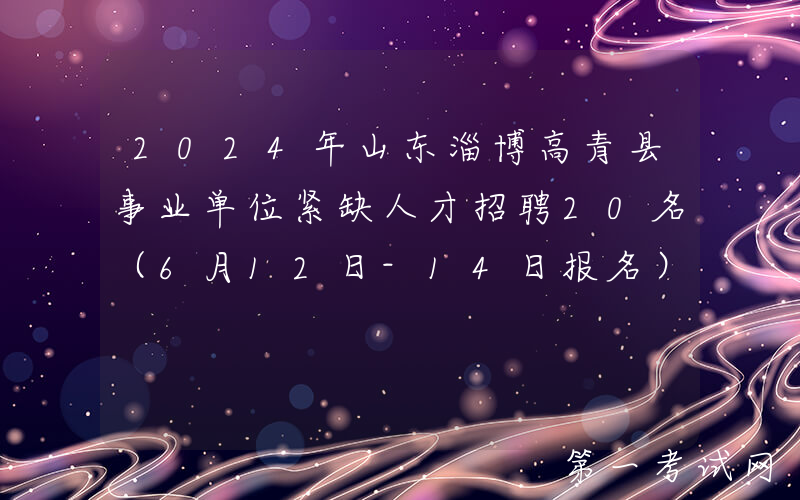 2024年山东淄博高青县事业单位紧缺人才招聘20名（6月12日-14日报名）