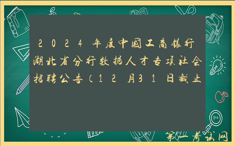 2024年度中国工商银行湖北省分行数据人才专项社会招聘公告（12月31日截止报名）