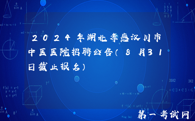 2024年湖北孝感汉川市中医医院招聘公告（8月31日截止报名）