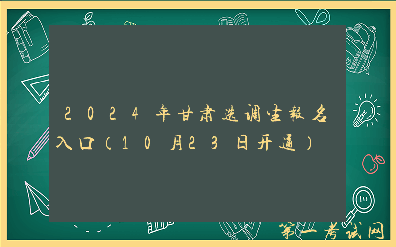 2024年甘肃选调生报名入口（10月23日开通）