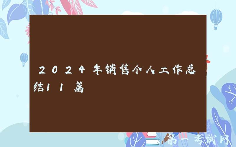 2024年销售个人工作总结11篇