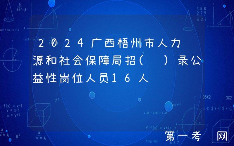 2024广西梧州市人力资源和社会保障局招(补)录公益性岗位人员16人