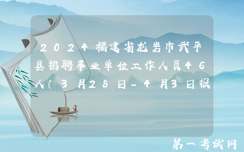 2024福建省龙岩市武平县招聘事业单位工作人员46人（3月28日-4月3日报名）